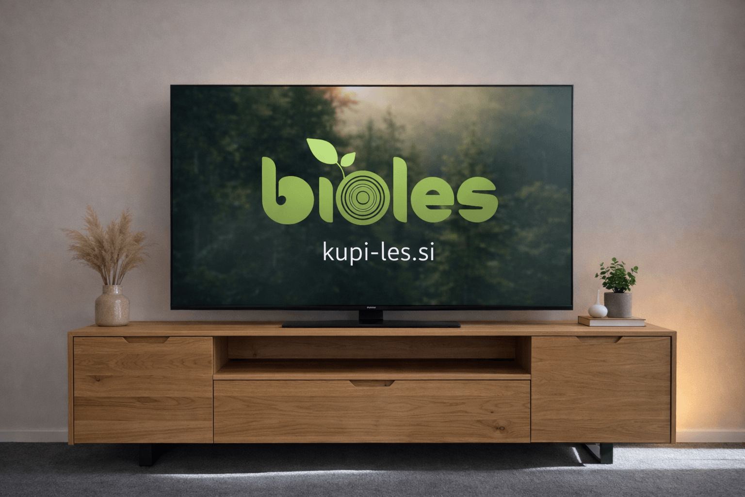 Hrastov TV nizki regal – dolžina 200 × višina 60 × globina 40 cm