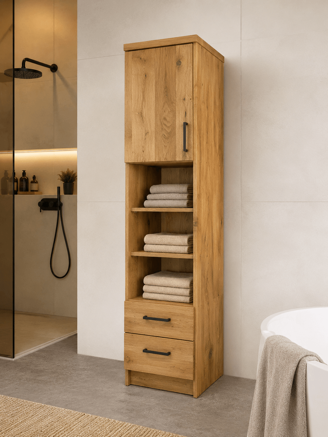 QUERCUS – kopalniški element iz masivnega hrasta z LED-ogledalom - slika 3